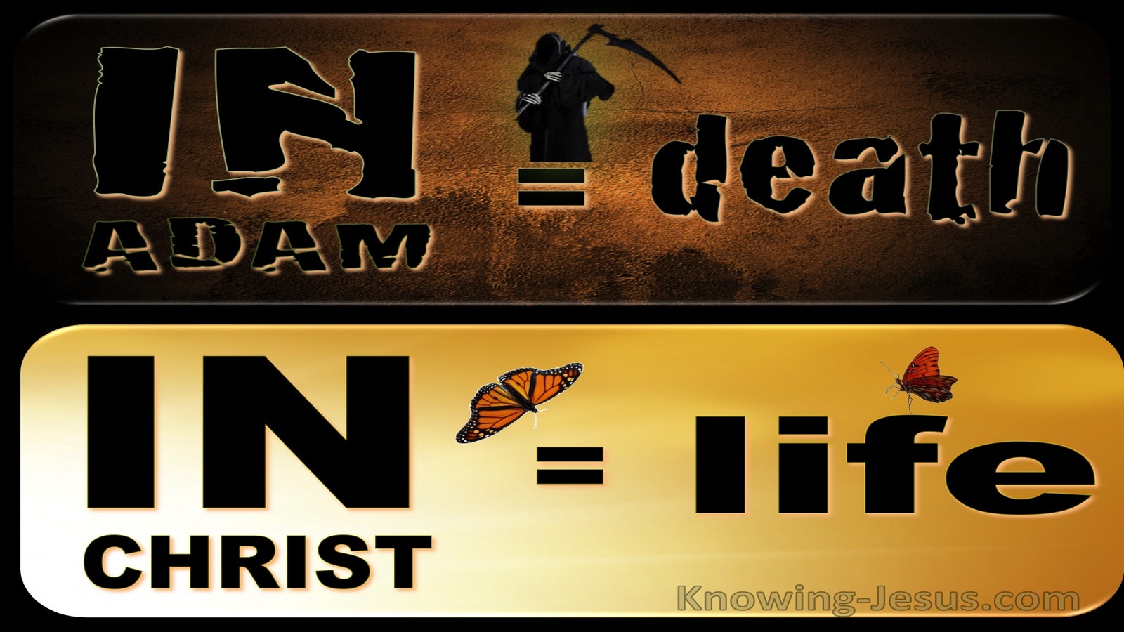 1 Corinthians 15:22 In Adam Is Death. In Christ Is Life (brown)